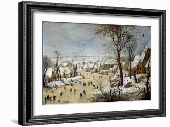 Winter Landscape with a Bird-Trap-Pieter Brueghel the Younger-Framed Art Print