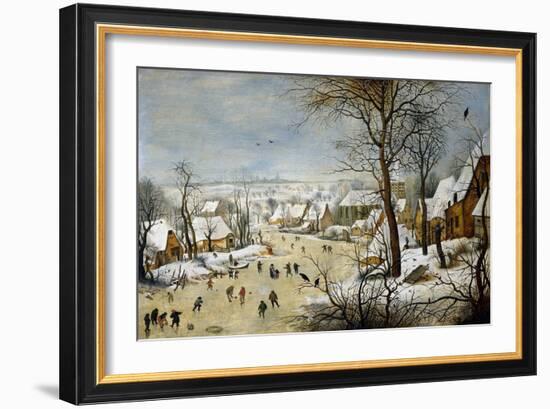 Winter Landscape with a Bird-Trap-Pieter Brueghel the Younger-Framed Art Print