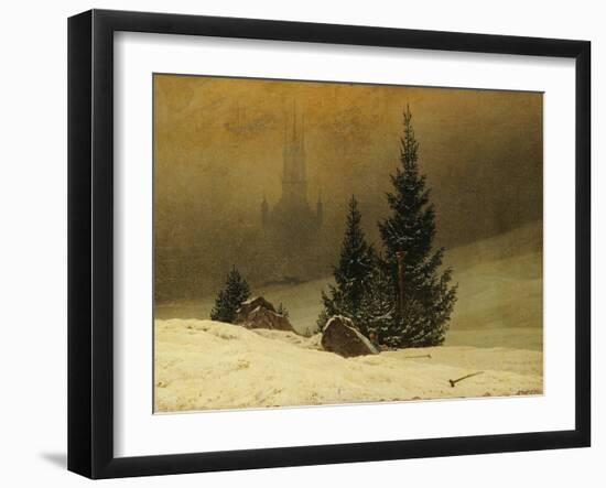 Winter Landscape with a Church-Caspar David Friedrich-Framed Giclee Print