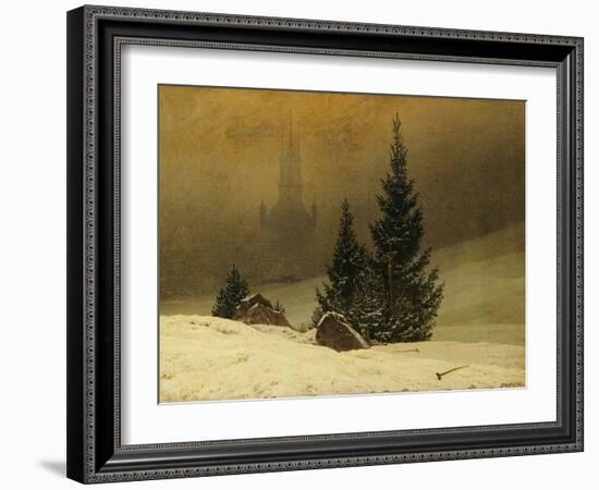 Winter Landscape with a Church-Caspar David Friedrich-Framed Giclee Print