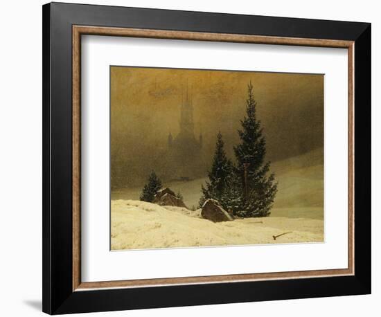 Winter Landscape with a Church-Caspar David Friedrich-Framed Giclee Print