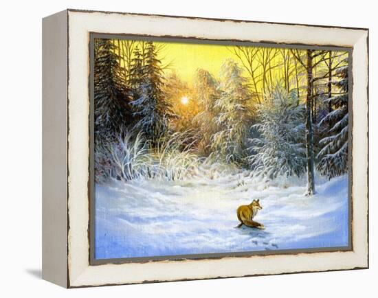 Winter Landscape With A Fox On A Decline-balaikin2009-Framed Stretched Canvas