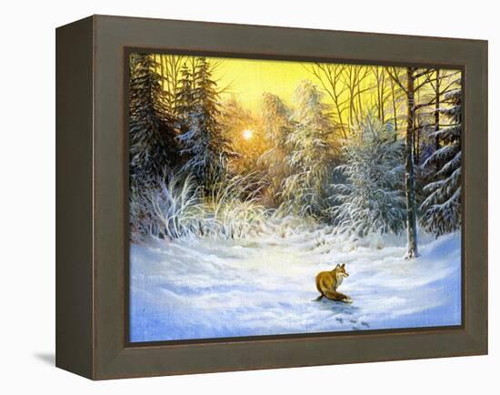 Winter Landscape With A Fox On A Decline-balaikin2009-Framed Stretched Canvas