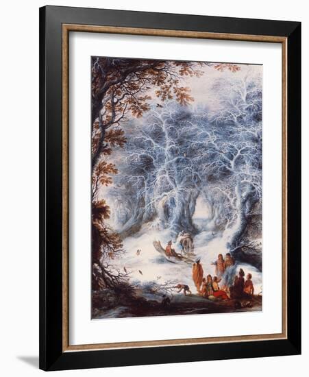 Winter Landscape with a Gypsy Encampment (Oil on Panel)-Gysbrecht Lytens or Leytens-Framed Giclee Print