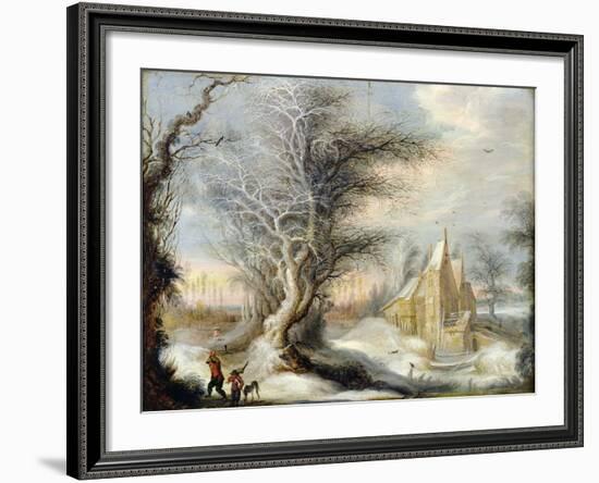 Winter Landscape with a Woodcutter-Gysbrecht Lytens-Framed Giclee Print