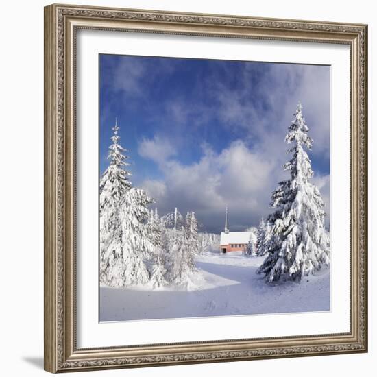 Winter Landscape with Church, Kandel Mountain, Black Forest, Baden-Wurttemberg, Germany, Europe-Markus Lange-Framed Photographic Print