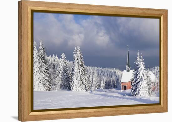 Winter Landscape with Church, Kandel Mountain, Black Forest, Baden-Wurttemberg, Germany, Europe-Markus Lange-Framed Premier Image Canvas