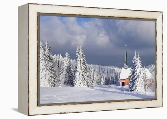 Winter Landscape with Church, Kandel Mountain, Black Forest, Baden-Wurttemberg, Germany, Europe-Markus Lange-Framed Premier Image Canvas