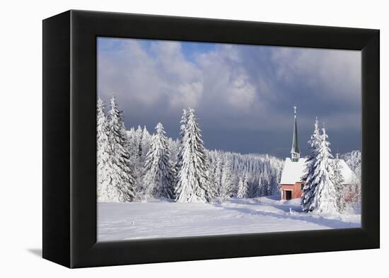 Winter Landscape with Church, Kandel Mountain, Black Forest, Baden-Wurttemberg, Germany, Europe-Markus Lange-Framed Premier Image Canvas