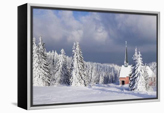 Winter Landscape with Church, Kandel Mountain, Black Forest, Baden-Wurttemberg, Germany, Europe-Markus Lange-Framed Premier Image Canvas