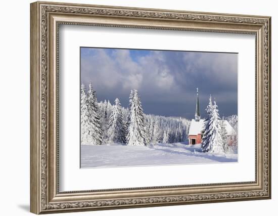 Winter Landscape with Church, Kandel Mountain, Black Forest, Baden-Wurttemberg, Germany, Europe-Markus Lange-Framed Photographic Print