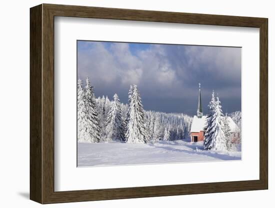 Winter Landscape with Church, Kandel Mountain, Black Forest, Baden-Wurttemberg, Germany, Europe-Markus Lange-Framed Photographic Print