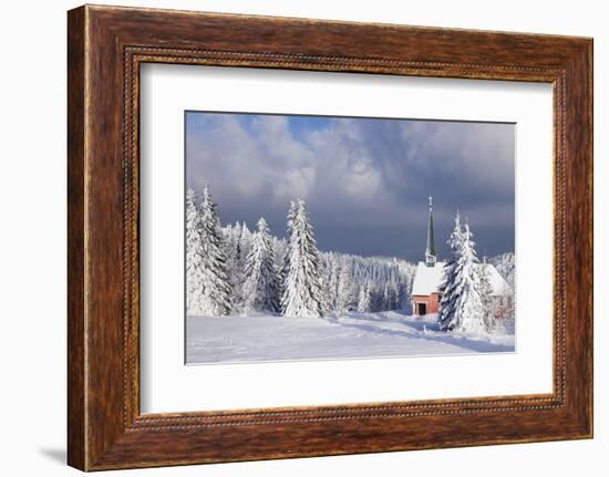 Winter Landscape with Church, Kandel Mountain, Black Forest, Baden-Wurttemberg, Germany, Europe-Markus Lange-Framed Photographic Print