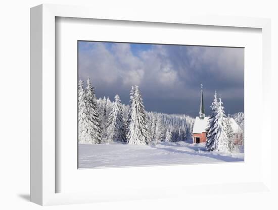 Winter Landscape with Church, Kandel Mountain, Black Forest, Baden-Wurttemberg, Germany, Europe-Markus Lange-Framed Photographic Print