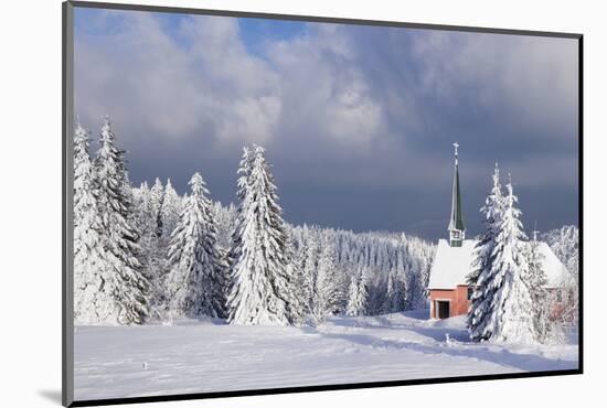 Winter Landscape with Church, Kandel Mountain, Black Forest, Baden-Wurttemberg, Germany, Europe-Markus Lange-Mounted Photographic Print