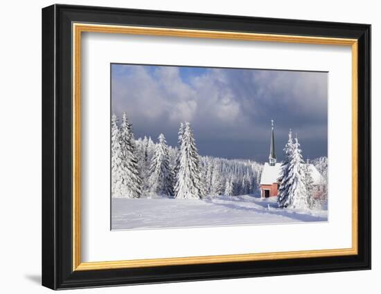 Winter Landscape with Church, Kandel Mountain, Black Forest, Baden-Wurttemberg, Germany, Europe-Markus Lange-Framed Photographic Print