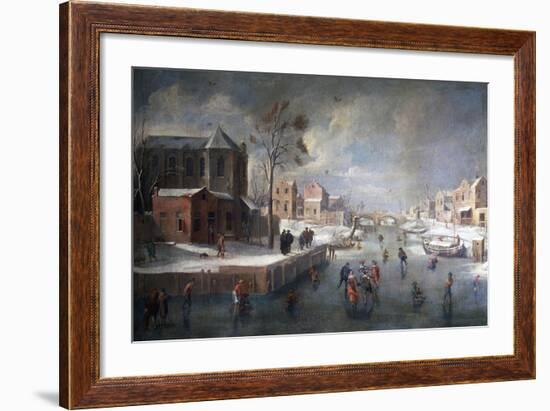 Winter Landscape with Church-Jan Wildens-Framed Giclee Print