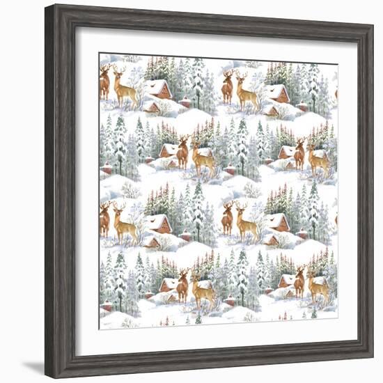 Winter Landscape with Deers-KostanPROFF-Framed Premium Giclee Print