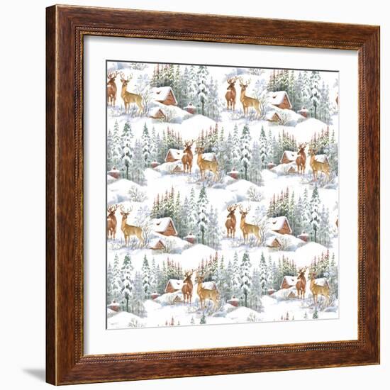 Winter Landscape with Deers-KostanPROFF-Framed Premium Giclee Print