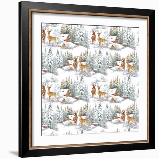 Winter Landscape with Deers-KostanPROFF-Framed Premium Giclee Print