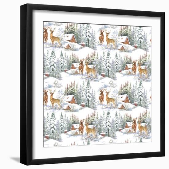 Winter Landscape with Deers-KostanPROFF-Framed Premium Giclee Print