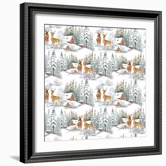 Winter Landscape with Deers-KostanPROFF-Framed Premium Giclee Print