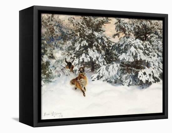 Winter Landscape with Fox and Hounds-Bruno Liljefors-Framed Premier Image Canvas