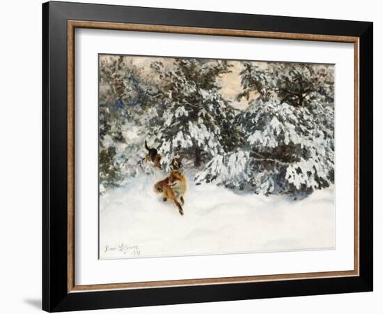 Winter Landscape with Fox and Hounds-Bruno Liljefors-Framed Giclee Print