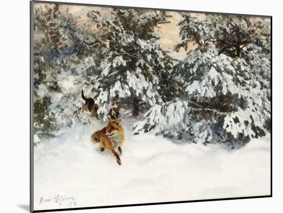 Winter Landscape with Fox and Hounds-Bruno Liljefors-Mounted Giclee Print