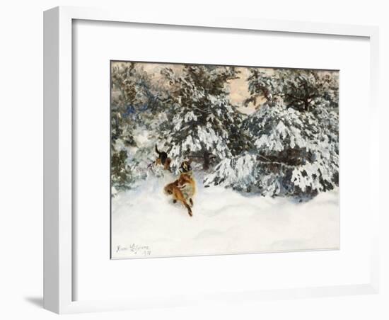 Winter Landscape with Fox and Hounds-Bruno Liljefors-Framed Giclee Print