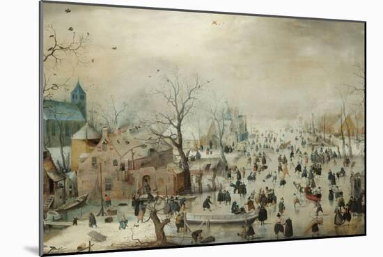Winter Landscape with Ice Skaters, 1608-Hendrick Avercamp-Mounted Art Print