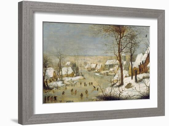 Winter Landscape with Ice-Skaters, after 1565-Pieter Claesz-Framed Giclee Print