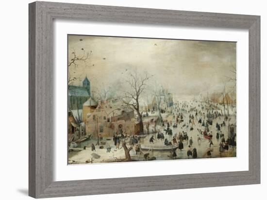 Winter Landscape with Ice Skaters, Hendrick Avercamp-Hendrick Avercamp-Framed Art Print