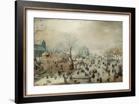 Winter Landscape with Ice Skaters, Hendrick Avercamp-Hendrick Avercamp-Framed Art Print