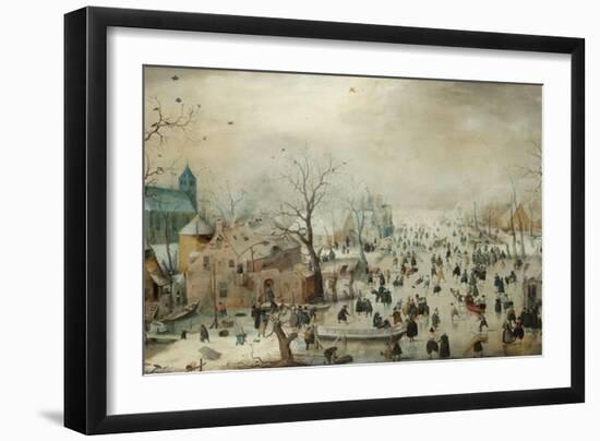 Winter Landscape with Ice Skaters, Hendrick Avercamp-Hendrick Avercamp-Framed Art Print