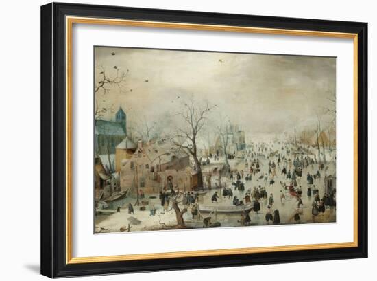 Winter Landscape with Ice Skaters, Hendrick Avercamp-Hendrick Avercamp-Framed Art Print