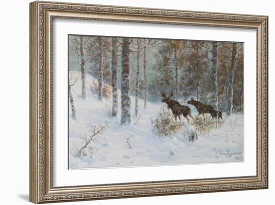 Winter Landscape with Mooses, 1907-Count Vladimir Leonidovich Muravyov-Framed Giclee Print
