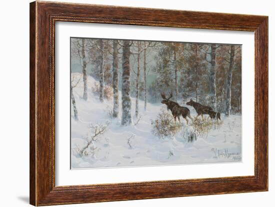 Winter Landscape with Mooses, 1907-Count Vladimir Leonidovich Muravyov-Framed Giclee Print