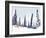 Winter Landscape with Silhouettes of Trees and Firs-Milovelen-Framed Art Print