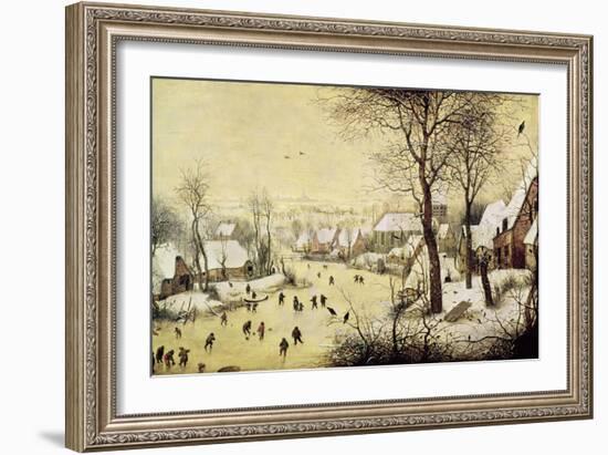 Winter Landscape with Skaters and a Bird Trap, 1565-Pieter Bruegel the Elder-Framed Giclee Print