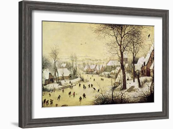 Winter Landscape with Skaters and a Bird Trap, 1565-Pieter Bruegel the Elder-Framed Giclee Print