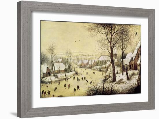 Winter Landscape with Skaters and a Bird Trap, 1565-Pieter Bruegel the Elder-Framed Giclee Print