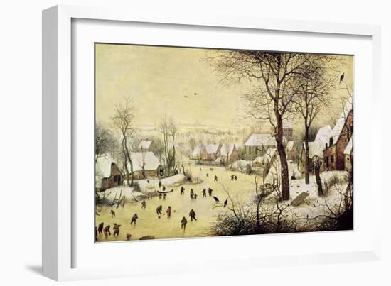 Winter Landscape with Skaters and a Bird Trap, 1565-Pieter Bruegel the Elder-Framed Giclee Print