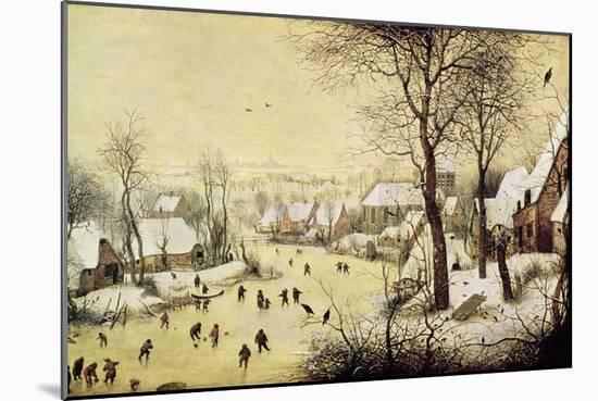 Winter Landscape with Skaters and a Bird Trap, 1565-Pieter Bruegel the Elder-Mounted Giclee Print