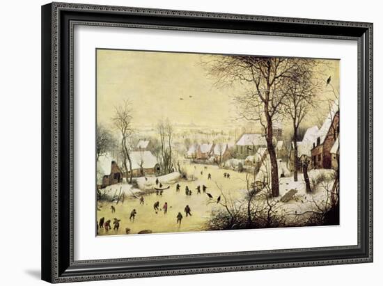 Winter Landscape with Skaters and a Bird Trap, 1565-Pieter Bruegel the Elder-Framed Giclee Print