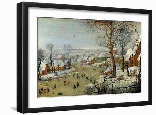 Winter Landscape with Skaters and a Bird Trap-Pieter Brueghel the Younger-Framed Giclee Print