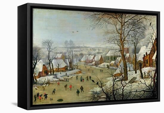 Winter Landscape with Skaters and a Bird Trap-Pieter Brueghel the Younger-Framed Premier Image Canvas