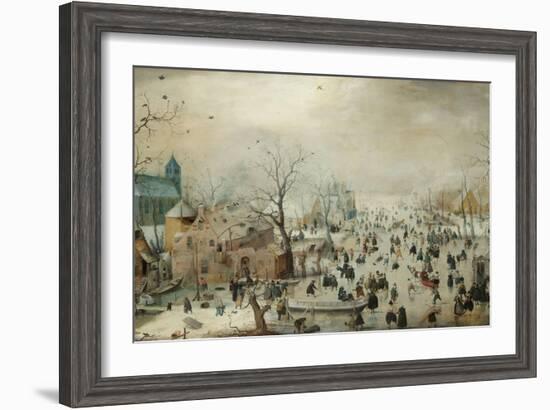 Winter Landscape with Skaters. C.1608-Hendrik Avercamp-Framed Giclee Print