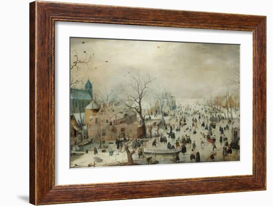 Winter Landscape with Skaters. C.1608-Hendrik Avercamp-Framed Giclee Print