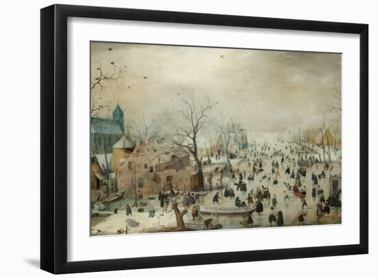 Winter Landscape with Skaters. C.1608-Hendrik Avercamp-Framed Giclee Print